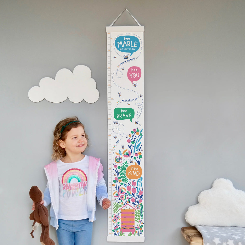 Bright Bee You Flower Canvas Height Chart 