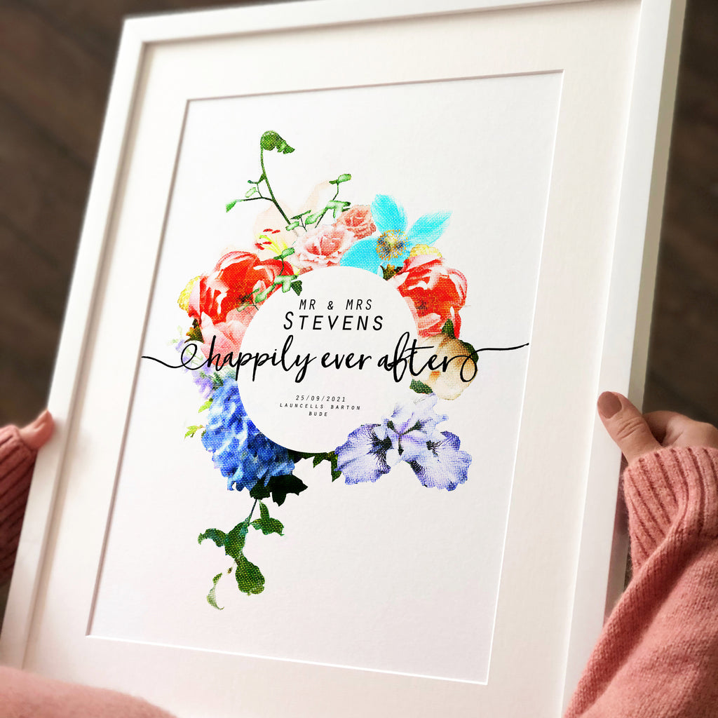 Personalised Happily Ever After Wedding or Anniversary Print