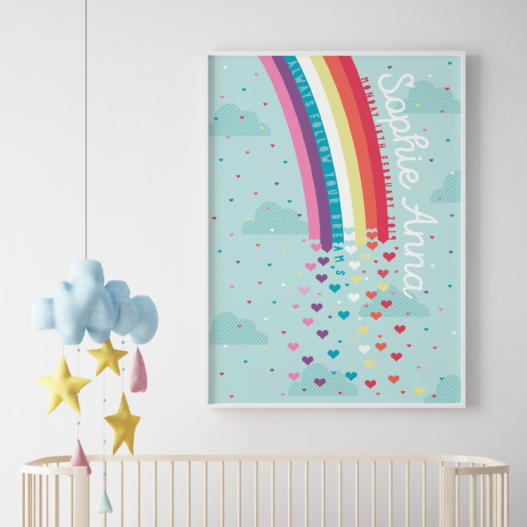 Personalised Rainbow New Baby Print