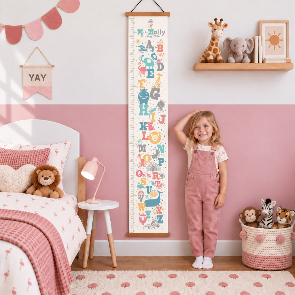 Personalised Animal Alphabet Canvas Height Chart