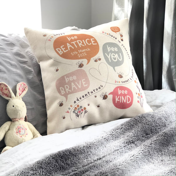 Personalised 'Bee You' Children's Affirmation Cushion
