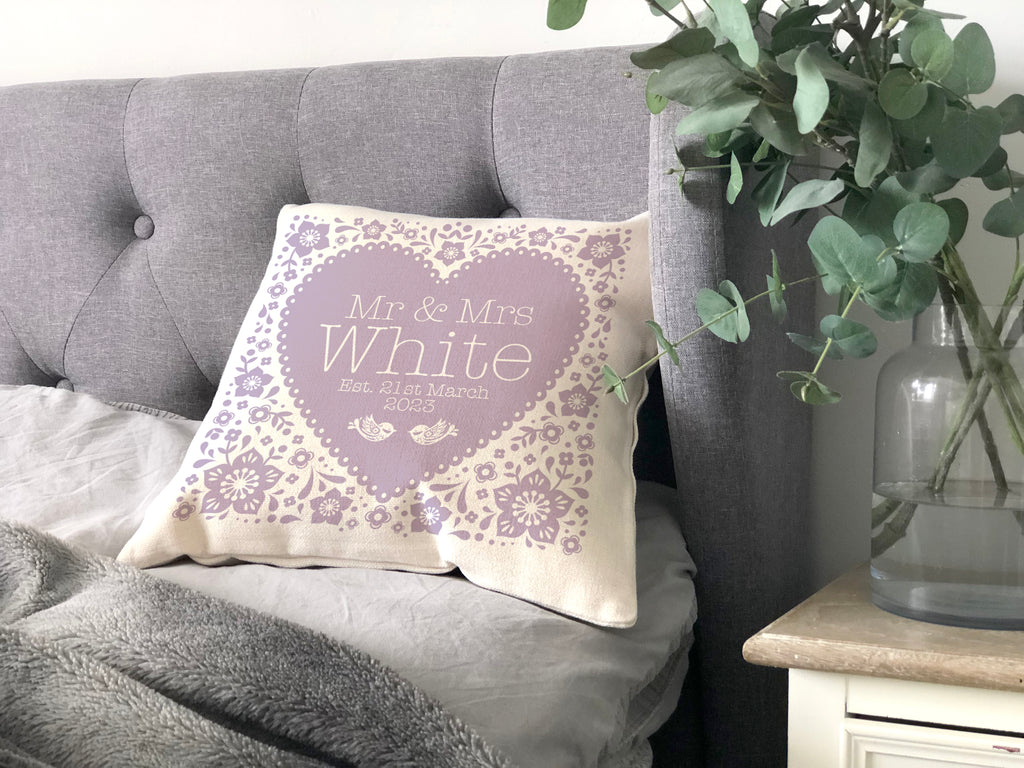 Personalised Wedding Anniversary Floral Heart Cushion