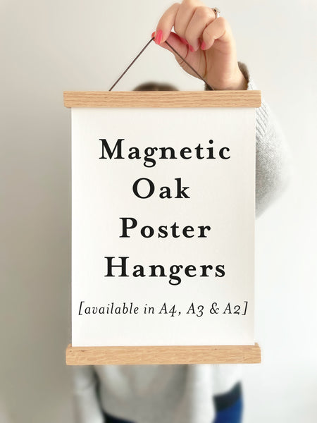 Magnetic Solid Oak Poster Hanger, To Fit A4, A3, A2