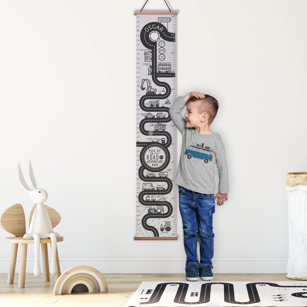 Personalised Transport Road Map Canvas Height Chart