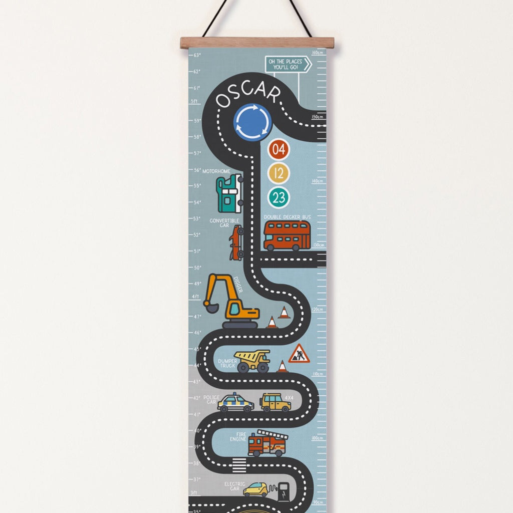 Personalised Transport Road Map Canvas Height Chart