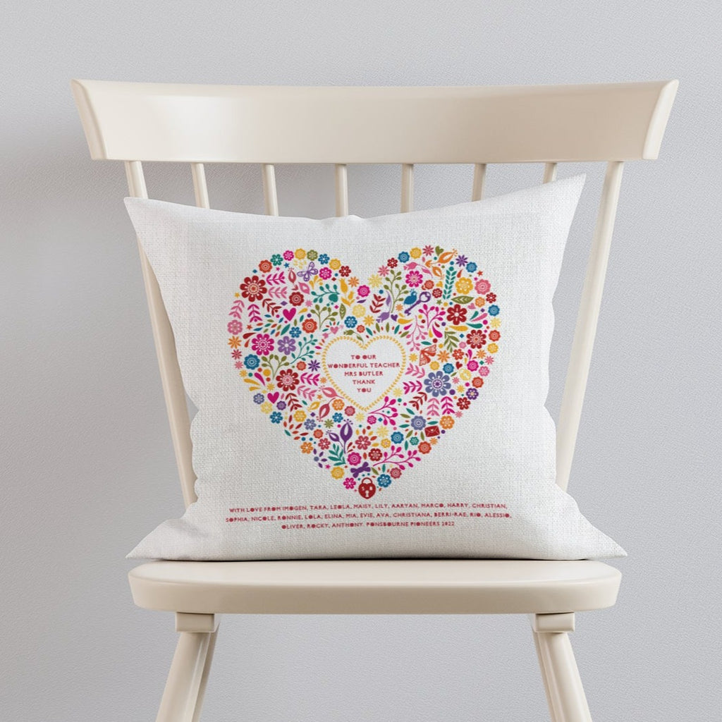 personalised thank you teacher cushion gift