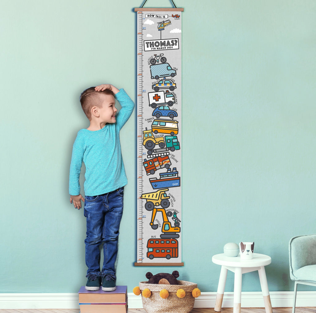 Personalised Transport Tower Canvas Height Chart
