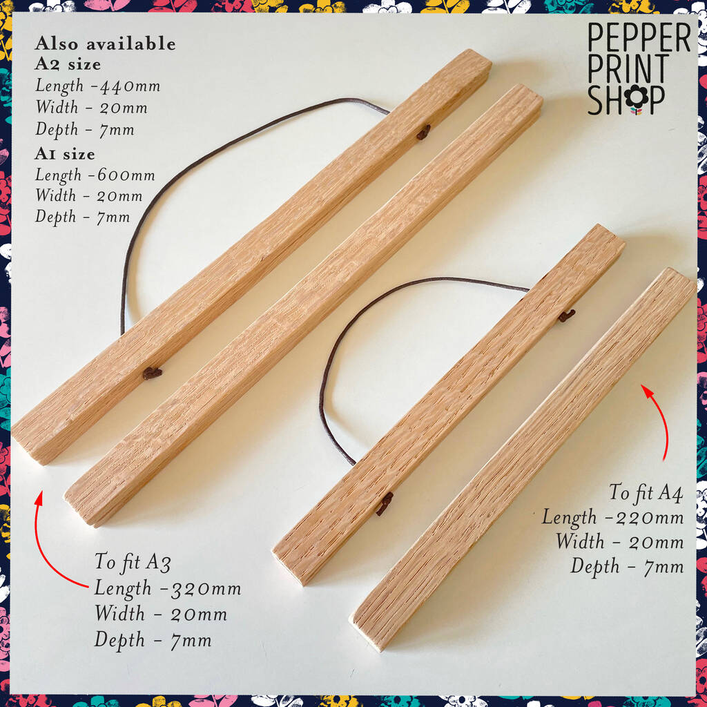 Magnetic Solid Oak Poster Hanger, To Fit A4, A3, A2