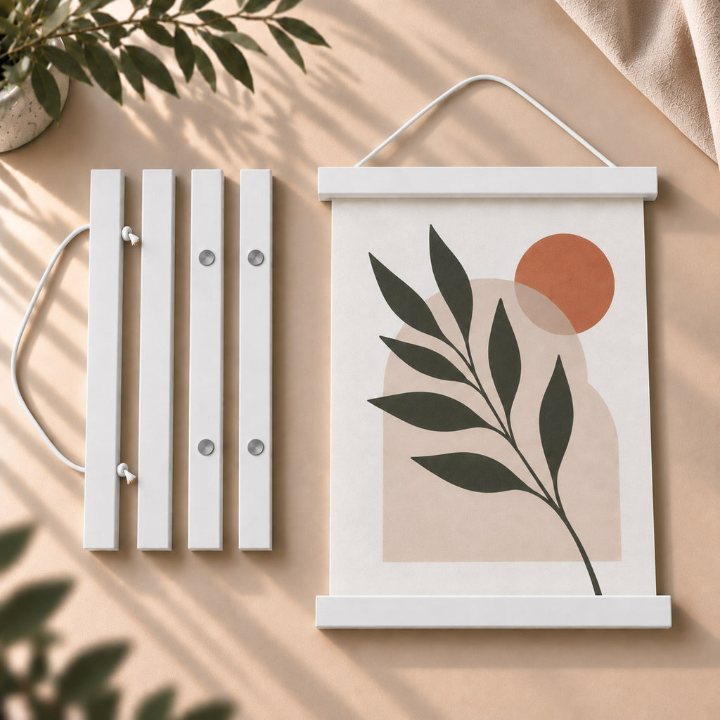 Magnetic White Wooden Poster Hanger, To Fit A4 Picture