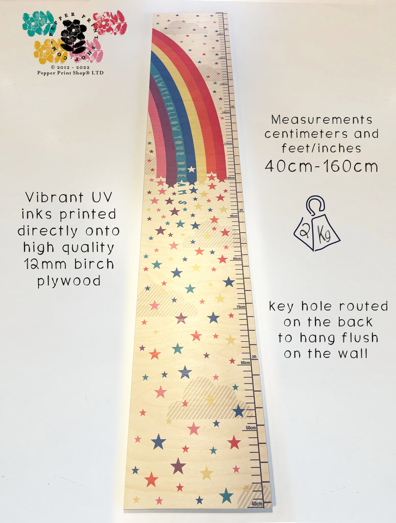 Follow your Dreams Rainbow Wooden Height Chart