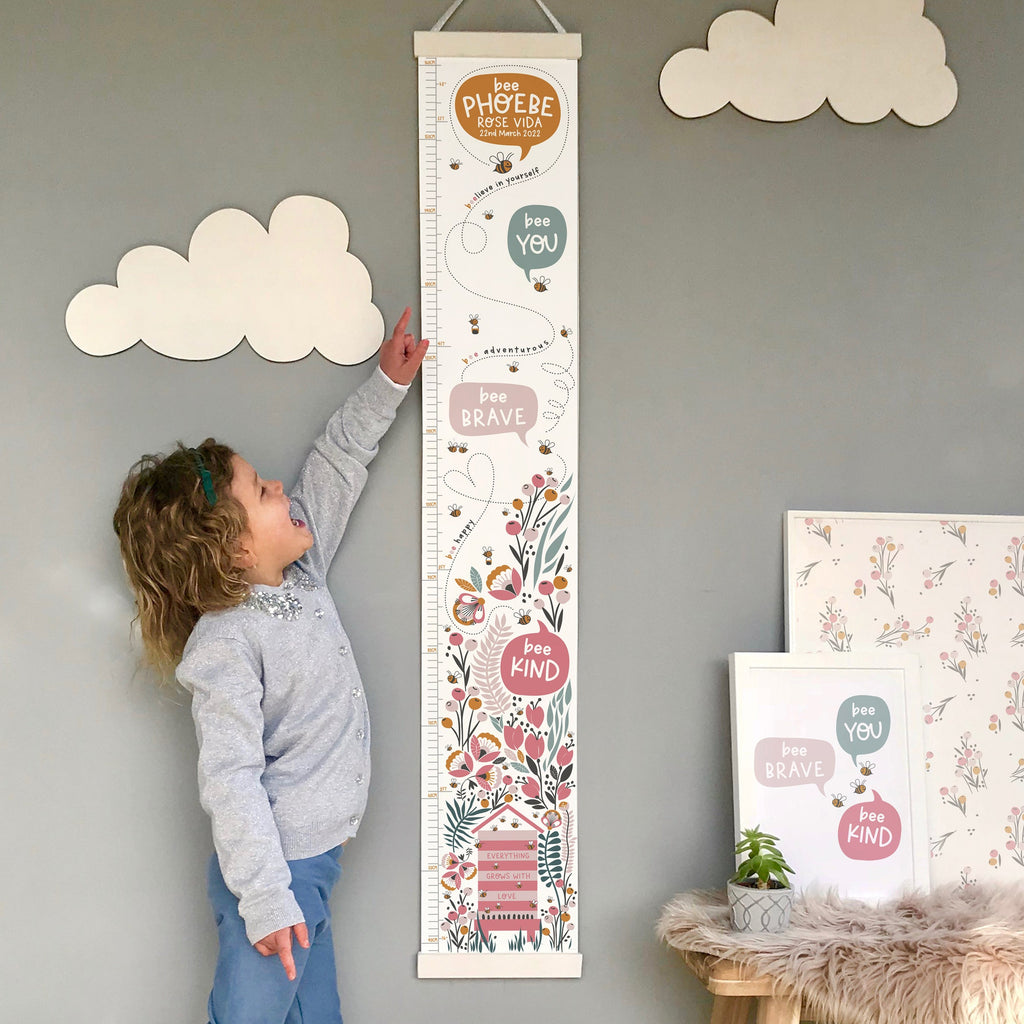 Pastel Bee You Flower Canvas Height Chart 