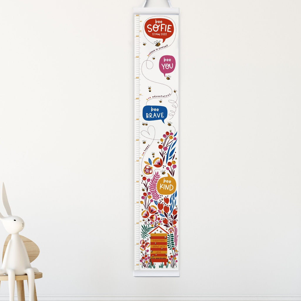 Warm Bee You Flower Canvas Height Chart 