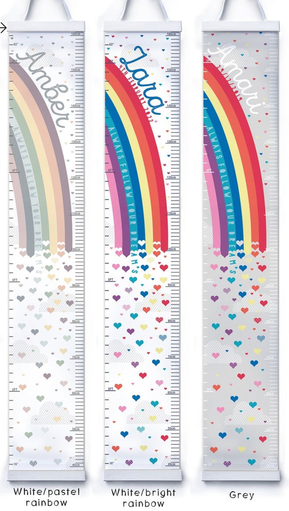 Personalised Bright Rainbow Canvas Height Chart
