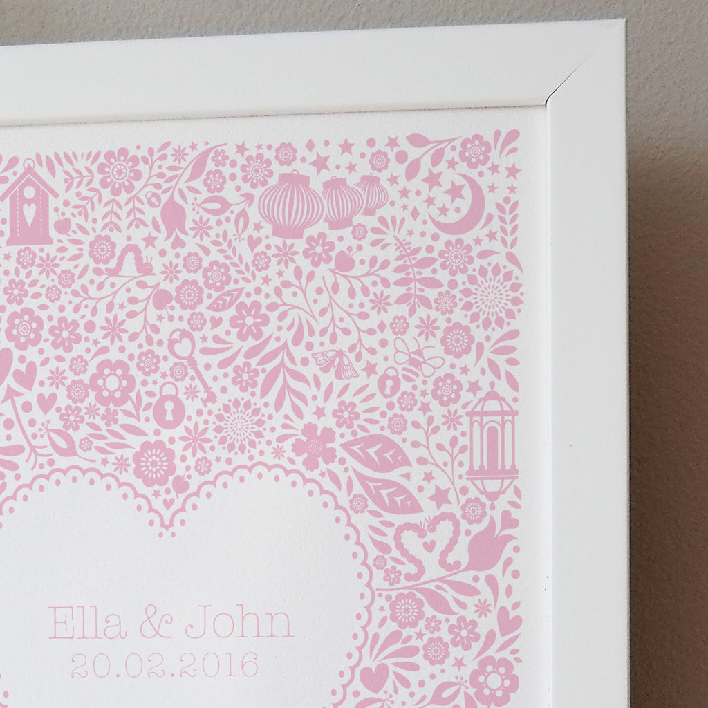 Personalised Floral Heart Wedding Print