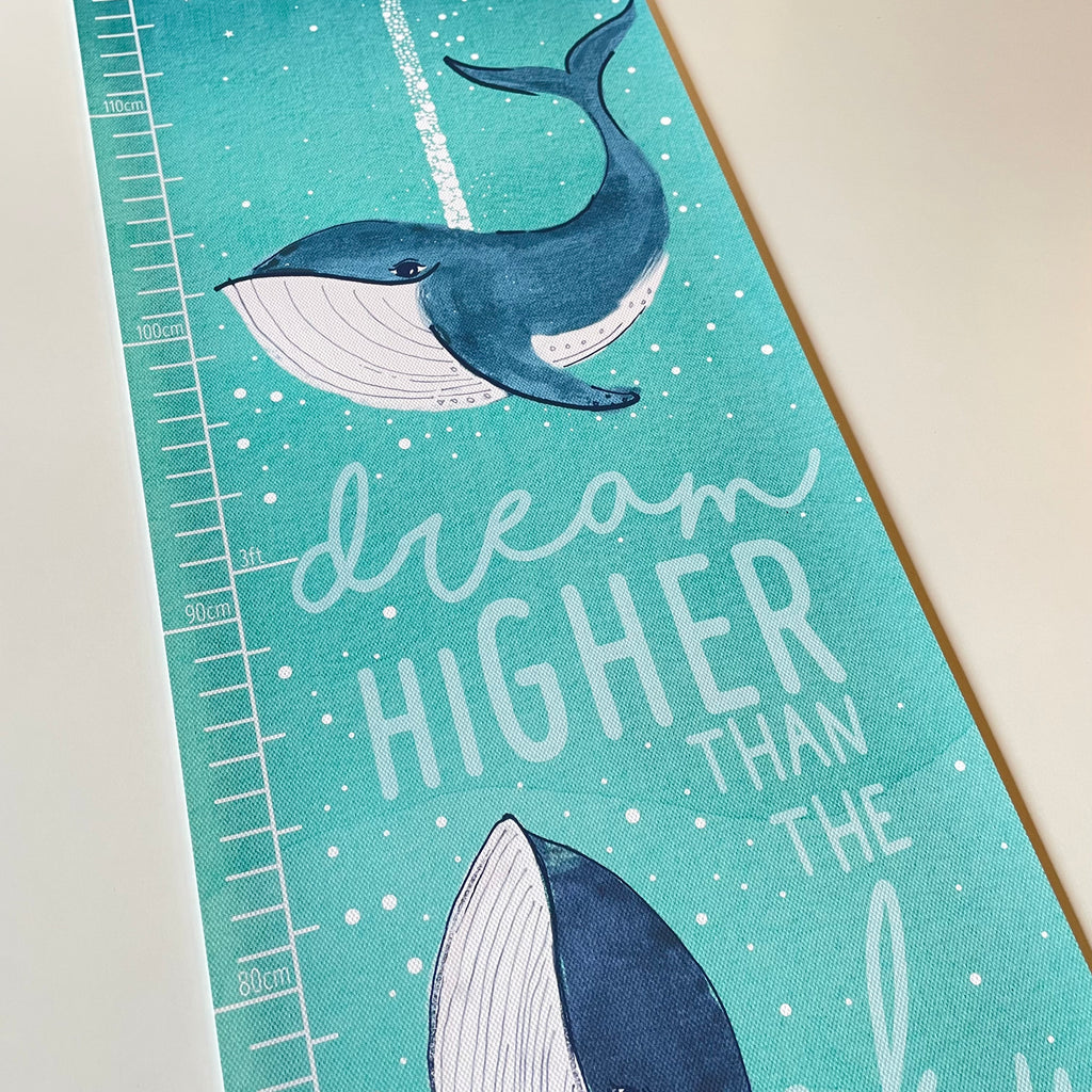 Personalised Ocean Whales Canvas Height Chart