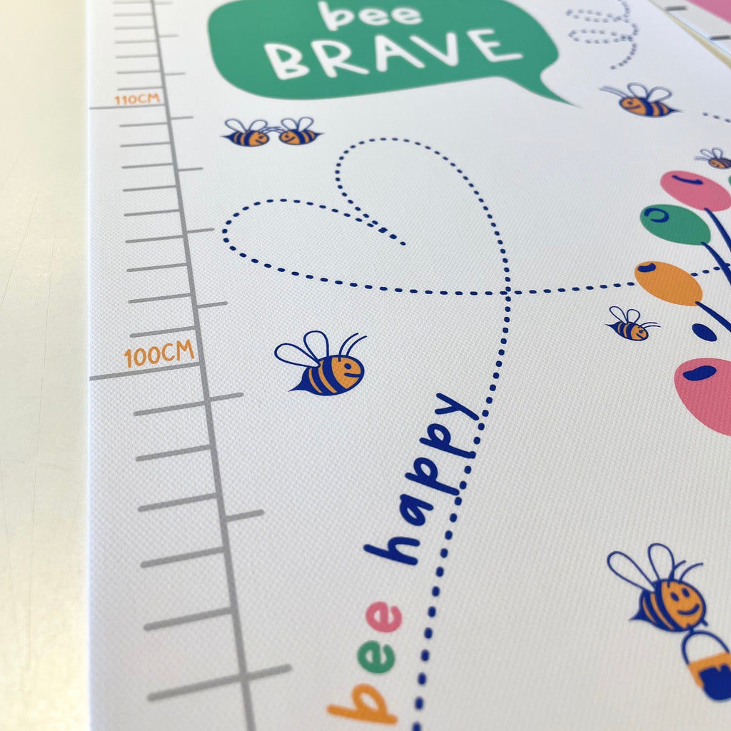 closeup bright Bee You Flower Canvas Height Chart 