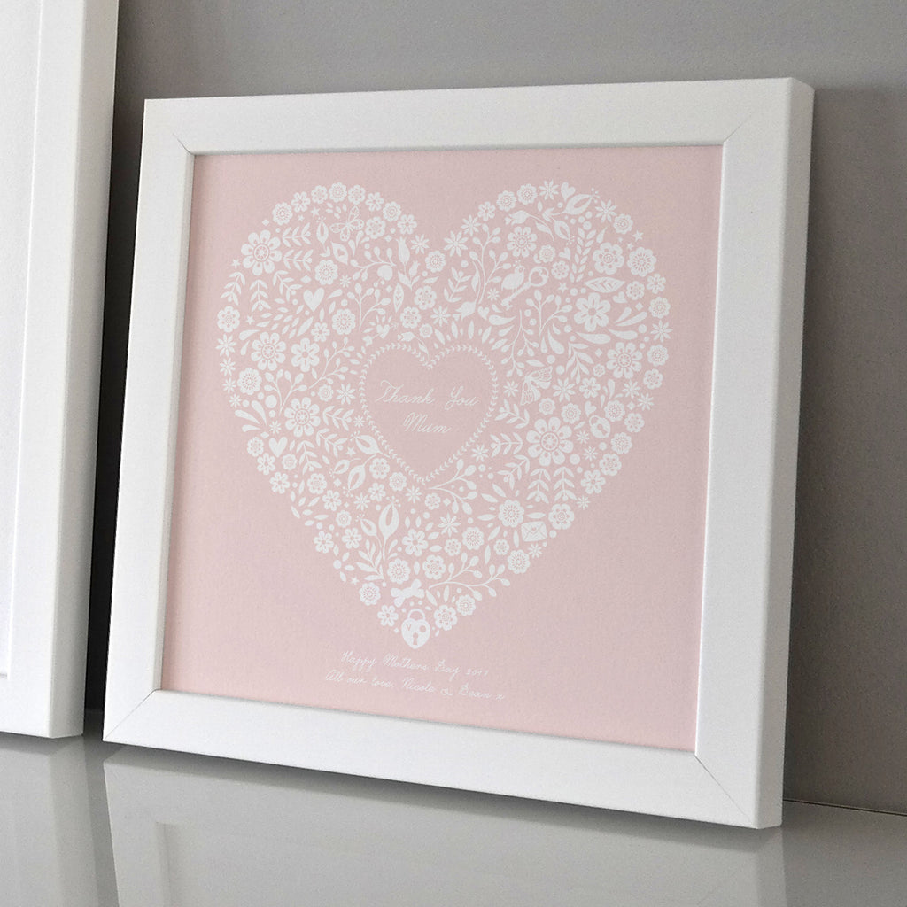 Framed Mothers Day Floral Heart Print