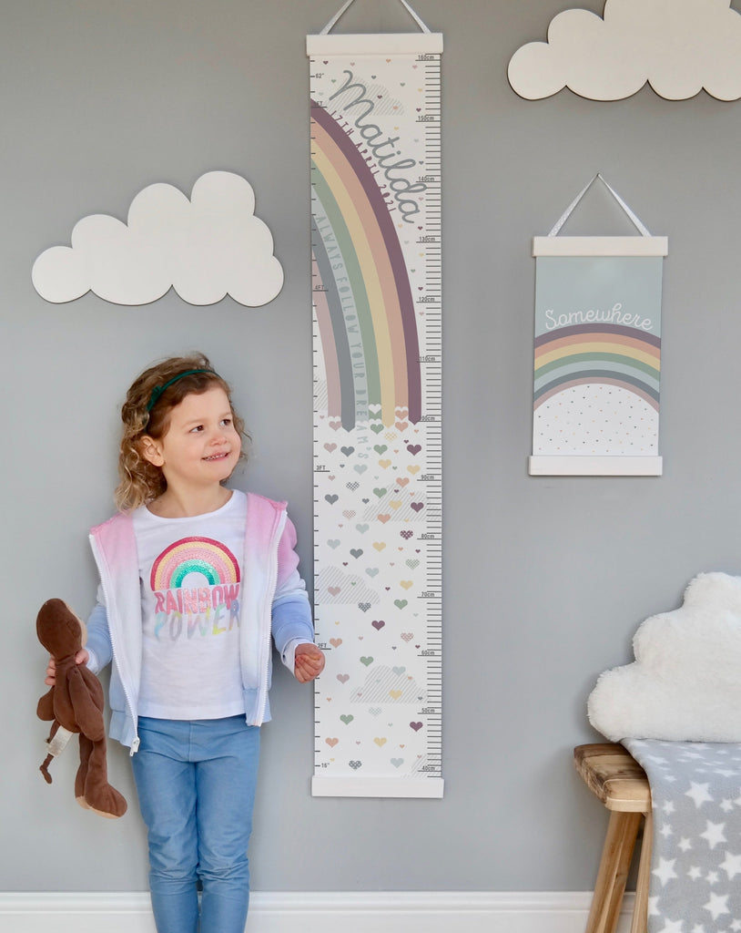 Pastel rainbow and hearts height chart