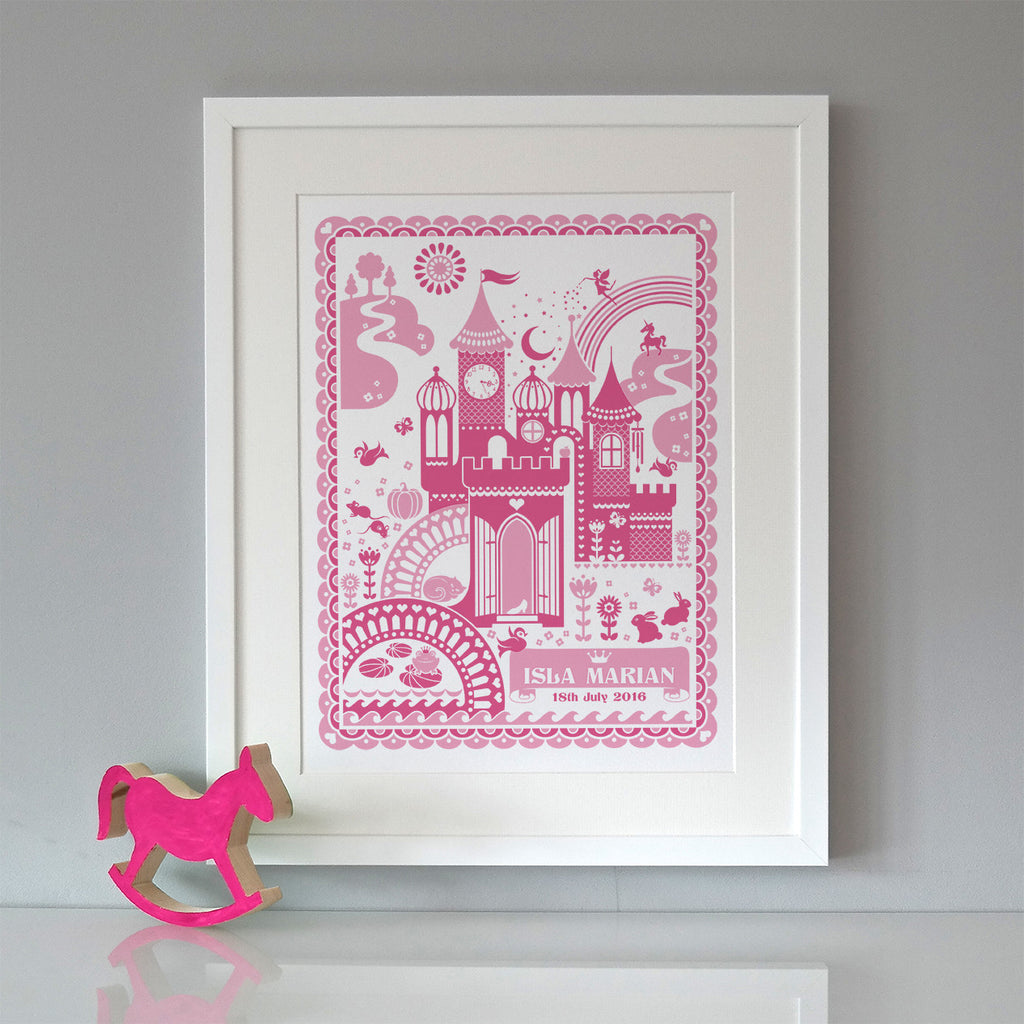 Personalised New Baby Princess Castle Print