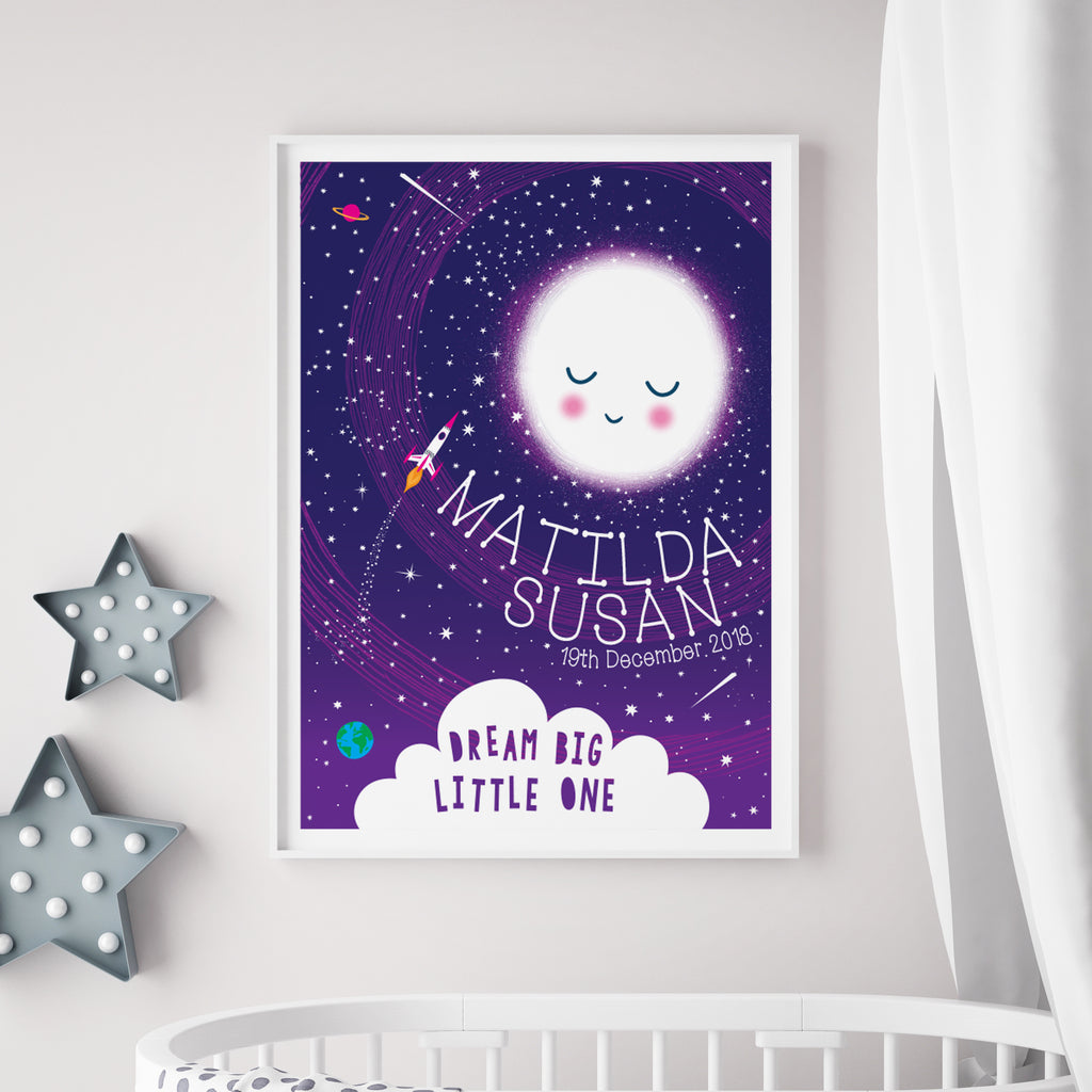Personalised Reach For The Stars Space Print