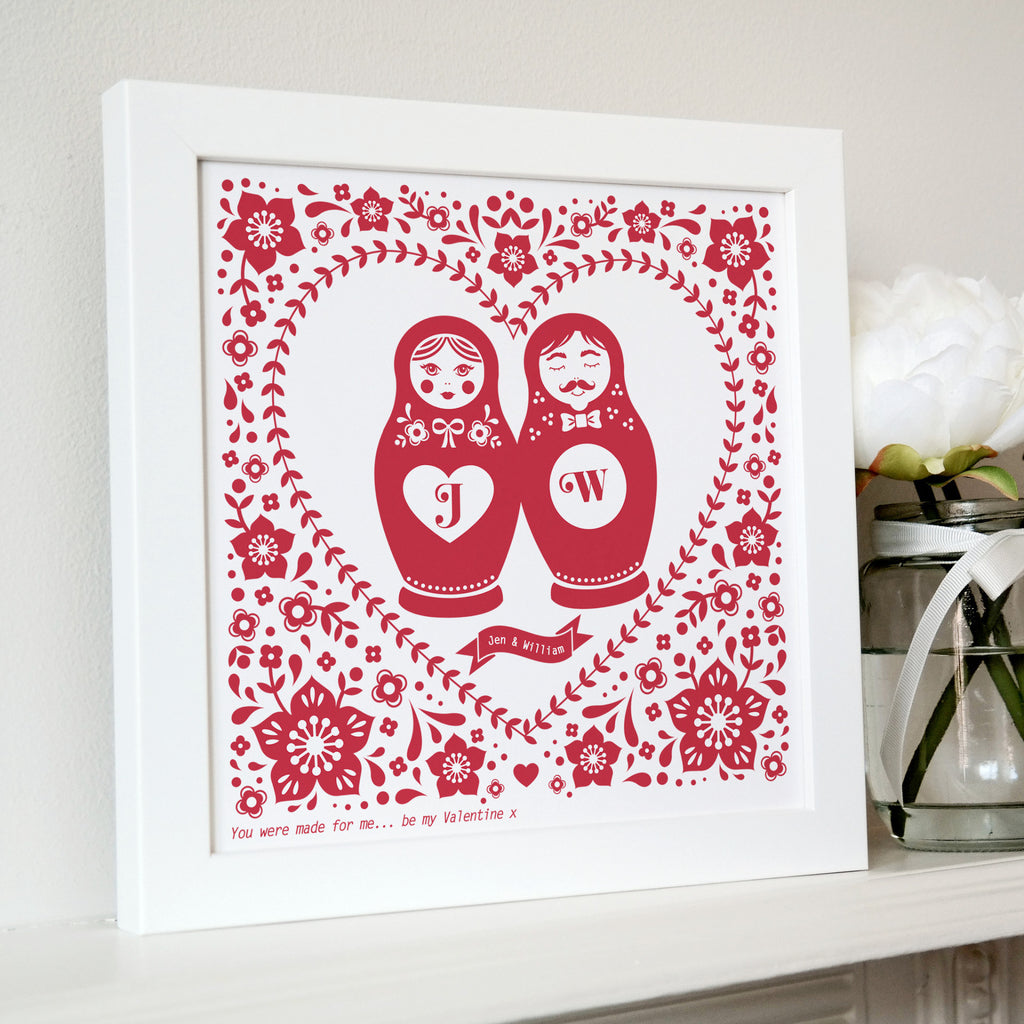 Russian doll couples art, red