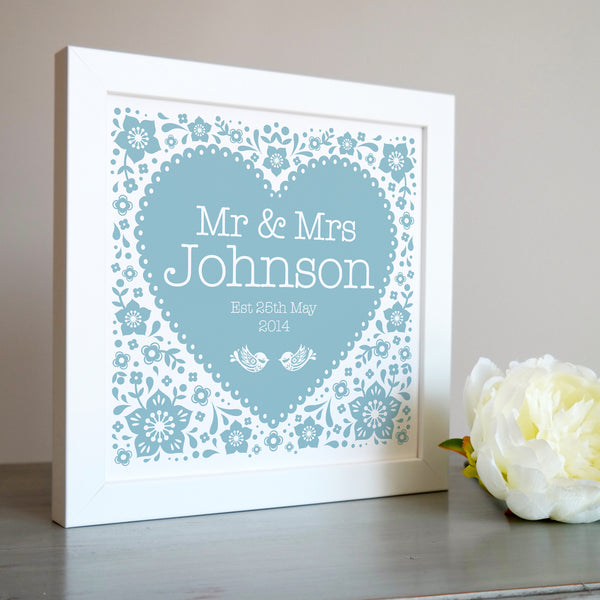 Framed Wedding Heart Personalised Print